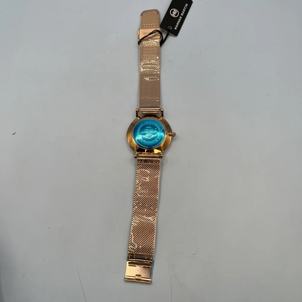 Hannah Martin Mesh Band Quartz Rhinestone Roman Numeral Dial Women's Wrist Watch